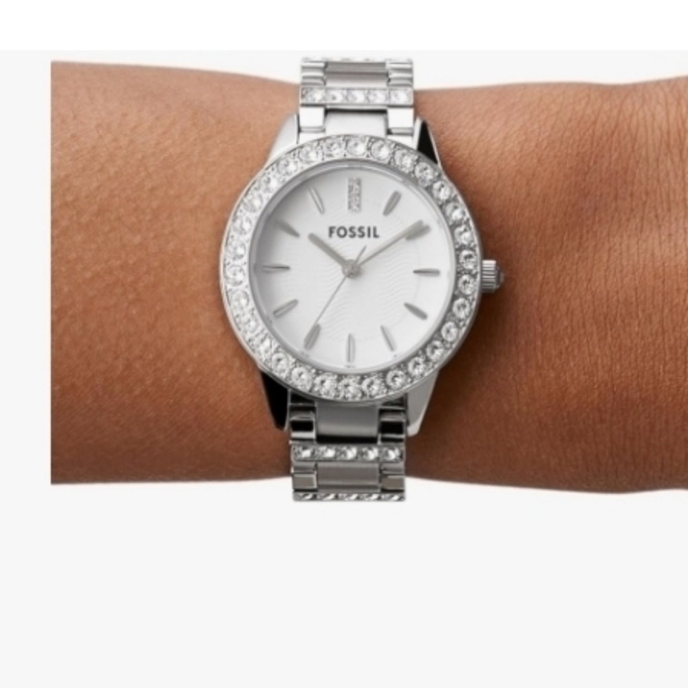 Fossil Jesse Stainless Steel Jewel Detail Silver Watch Women's One Size